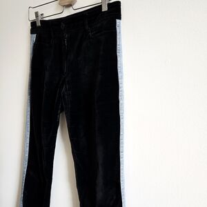 CACHAREL I 28W Velvet And Denim Mid Rise Flared Jeans I black & blue
